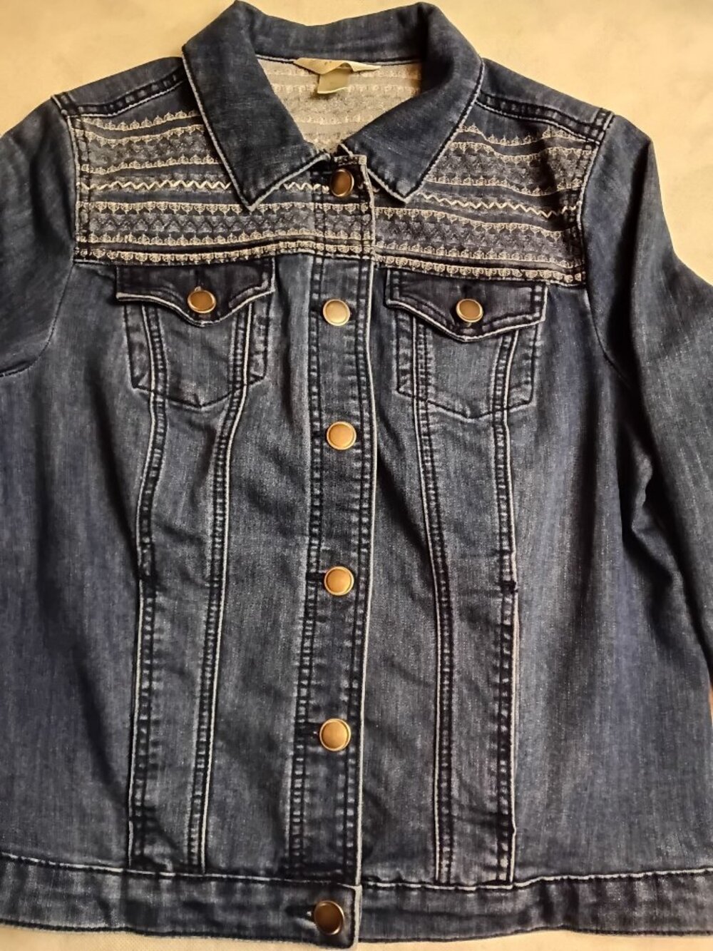 Christopher & Banks Jean Jacket Petite Large PL